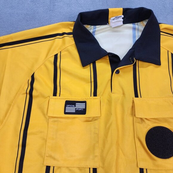 Official Sports US Soccer Referee Jersey Polo Shirt Mens Size XL Yellow Pockets - Picture 4 of 11